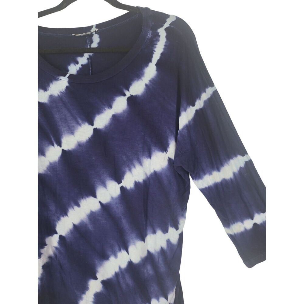 Maria Gabrielle Tie-Dye Top‎ L Womens Blue White Half Sleeve Crew Neck Pullover - Picture 5 of 10